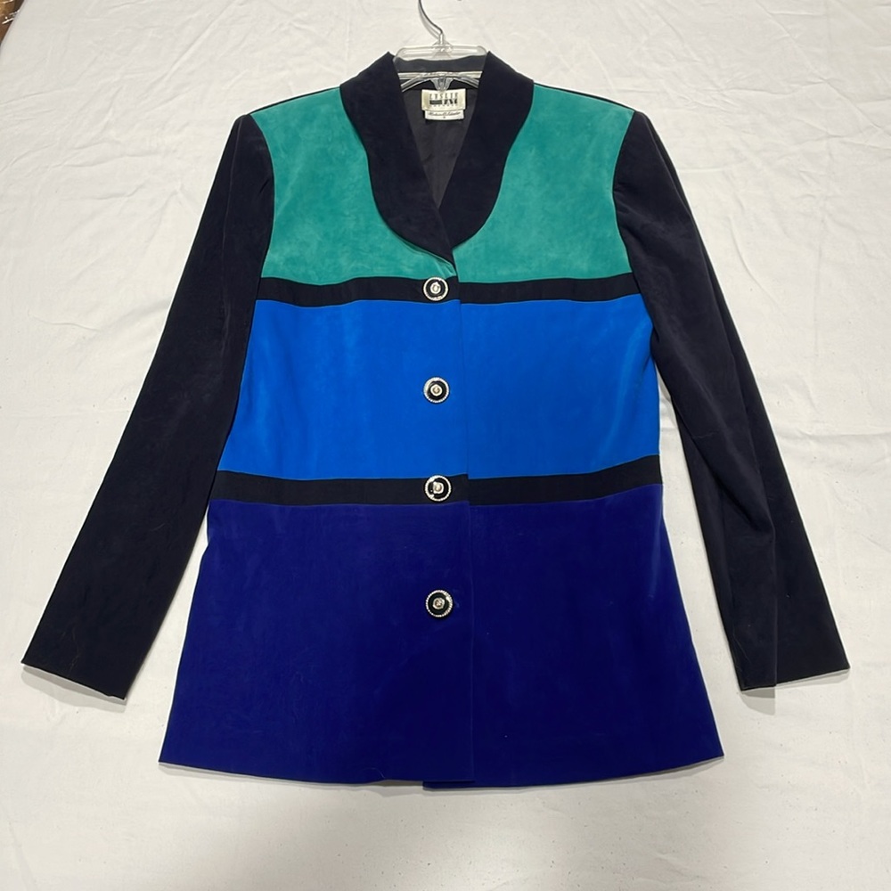 Leslie Fay size 8 ladies blue/green skirt & jacket vintage